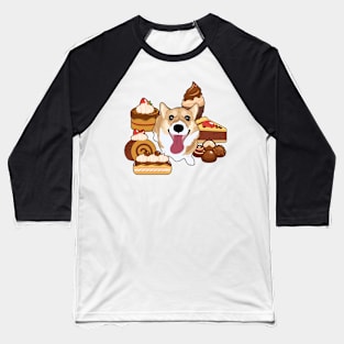 Chocolate Desserts Corgi Baseball T-Shirt